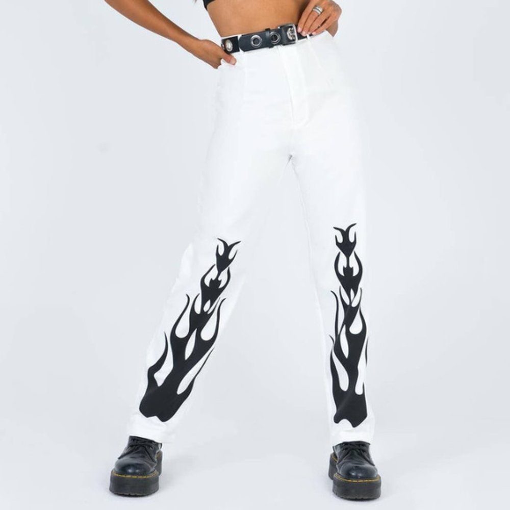 Princess Polly Elowen White Flame Pants